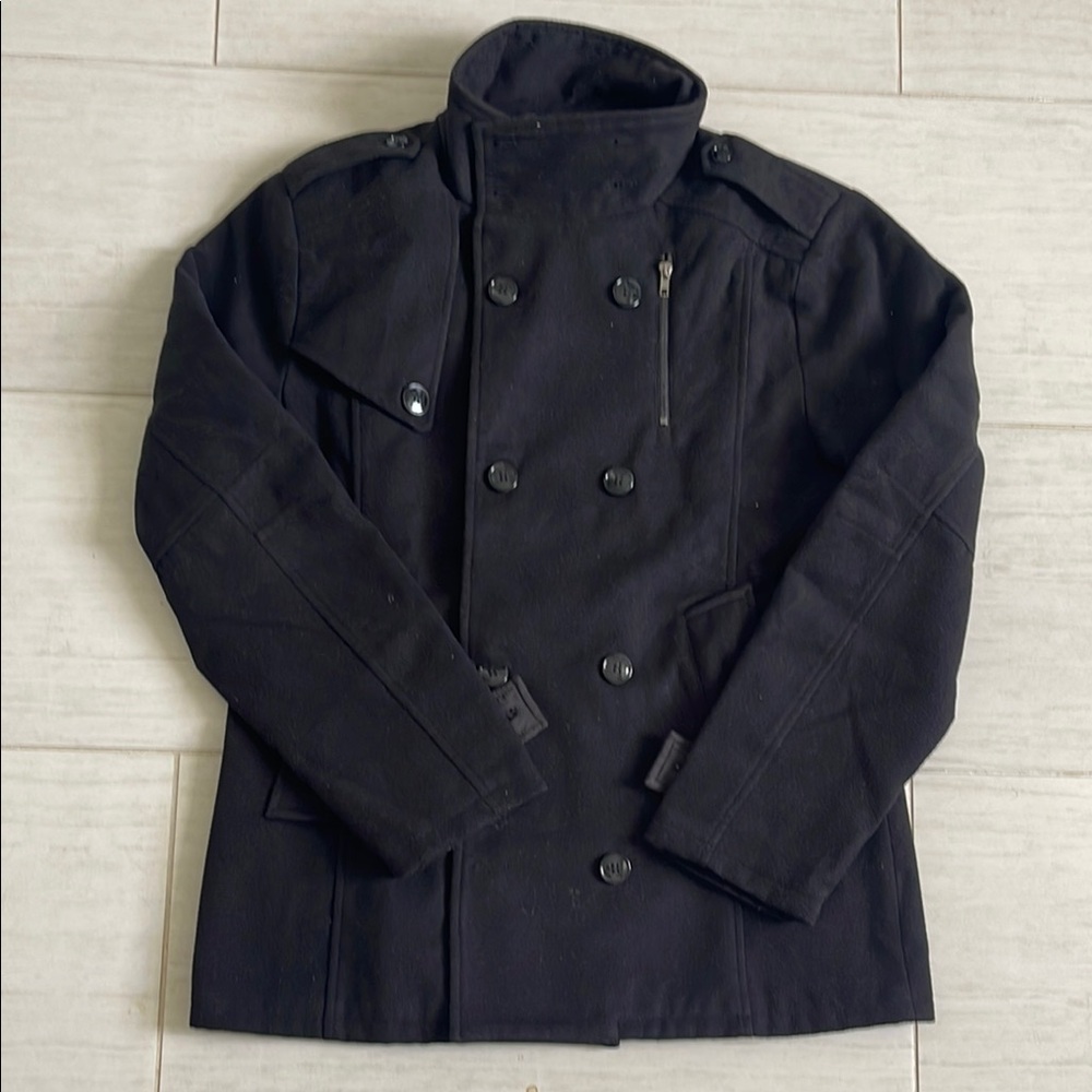 Toms Black Peacoat with Structured Shoulders